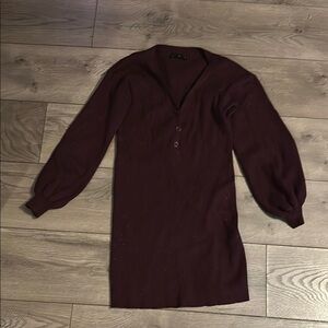 SHEIN Burgundy Long Sleeve Dress